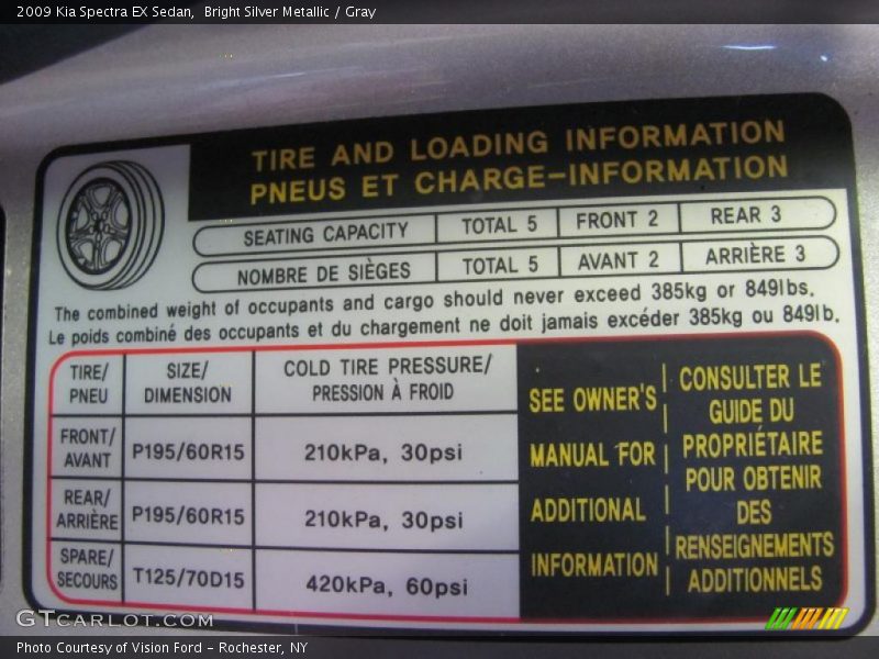 Bright Silver Metallic / Gray 2009 Kia Spectra EX Sedan