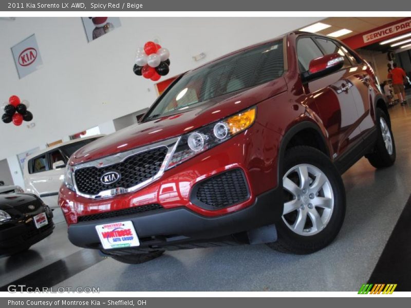 Spicy Red / Beige 2011 Kia Sorento LX AWD