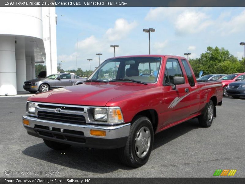 Garnet Red Pearl / Gray 1993 Toyota Pickup Deluxe Extended Cab