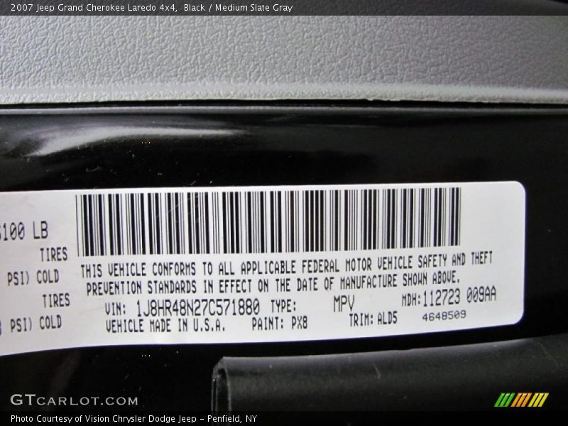 Black / Medium Slate Gray 2007 Jeep Grand Cherokee Laredo 4x4