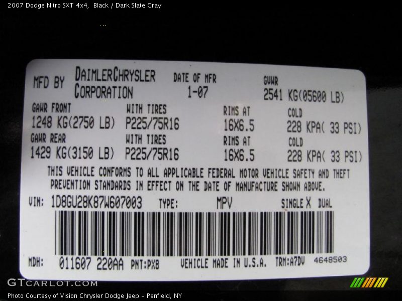 Black / Dark Slate Gray 2007 Dodge Nitro SXT 4x4