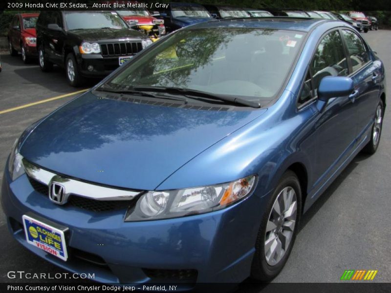 Atomic Blue Metallic / Gray 2009 Honda Civic EX Sedan