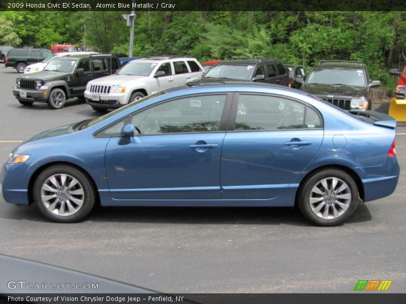 Atomic Blue Metallic / Gray 2009 Honda Civic EX Sedan