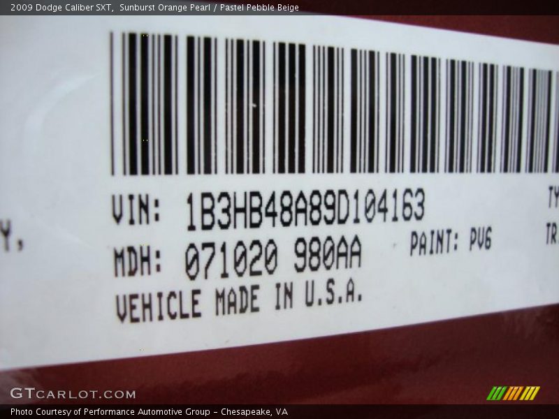 Sunburst Orange Pearl / Pastel Pebble Beige 2009 Dodge Caliber SXT