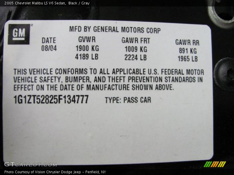 Black / Gray 2005 Chevrolet Malibu LS V6 Sedan