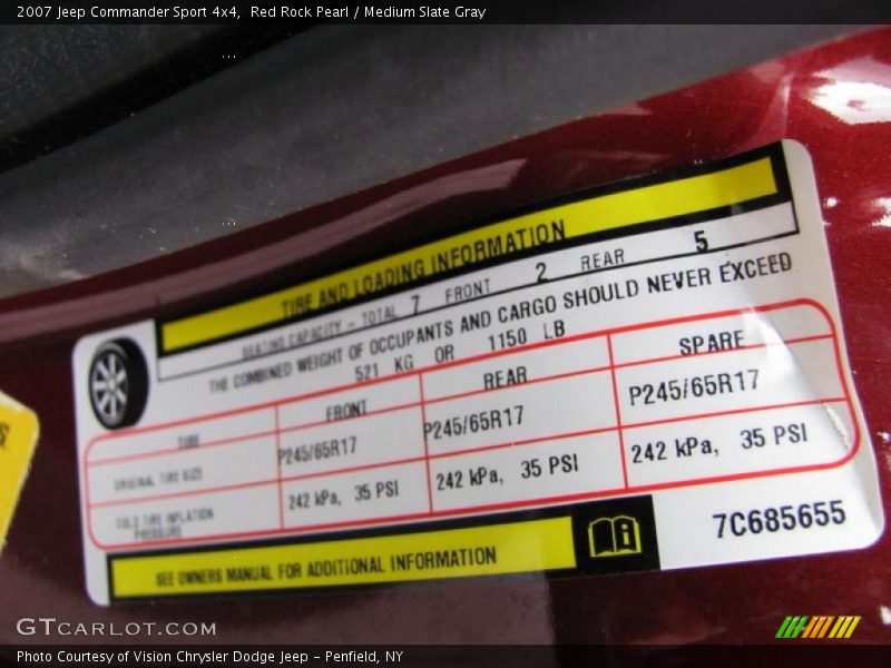 Red Rock Pearl / Medium Slate Gray 2007 Jeep Commander Sport 4x4