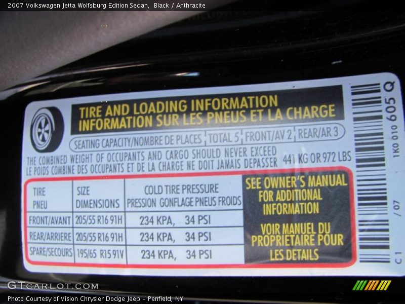 Black / Anthracite 2007 Volkswagen Jetta Wolfsburg Edition Sedan