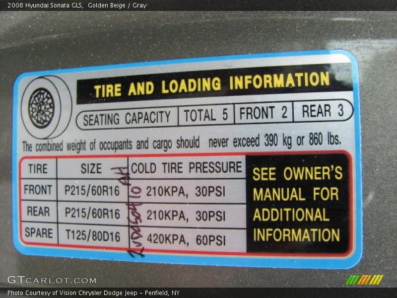 Golden Beige / Gray 2008 Hyundai Sonata GLS