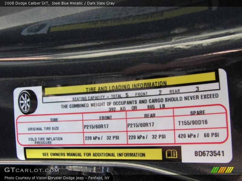 Steel Blue Metallic / Dark Slate Gray 2008 Dodge Caliber SXT
