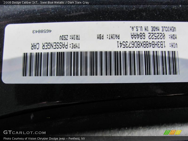 Steel Blue Metallic / Dark Slate Gray 2008 Dodge Caliber SXT