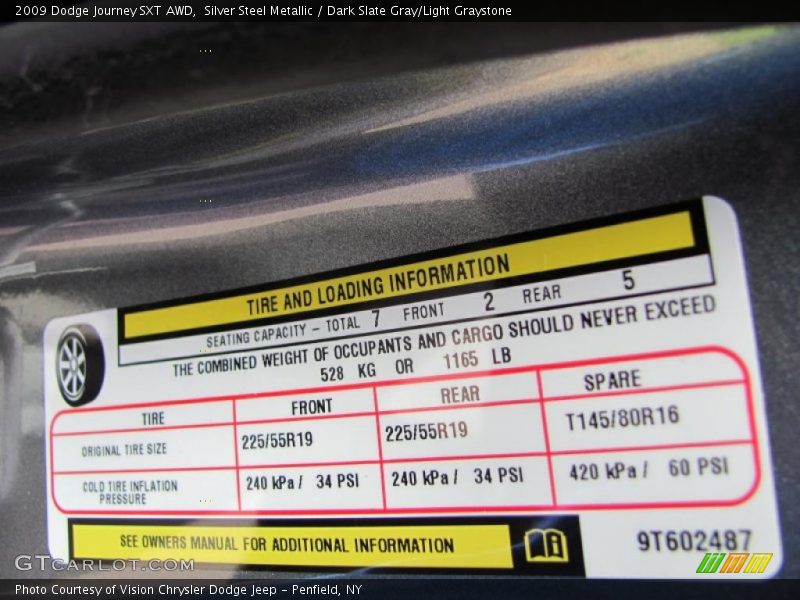 Silver Steel Metallic / Dark Slate Gray/Light Graystone 2009 Dodge Journey SXT AWD