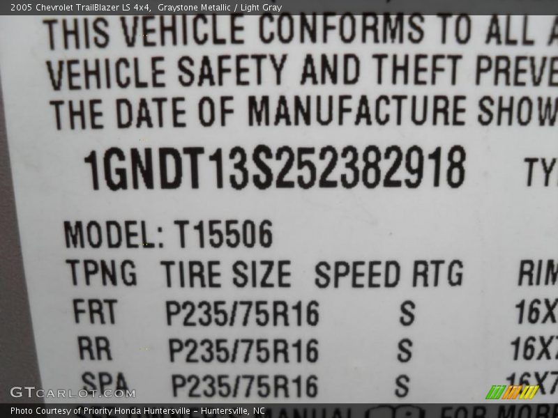 Graystone Metallic / Light Gray 2005 Chevrolet TrailBlazer LS 4x4