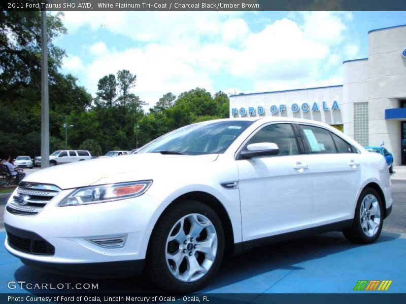 White Platinum Tri-Coat / Charcoal Black/Umber Brown 2011 Ford Taurus SHO AWD