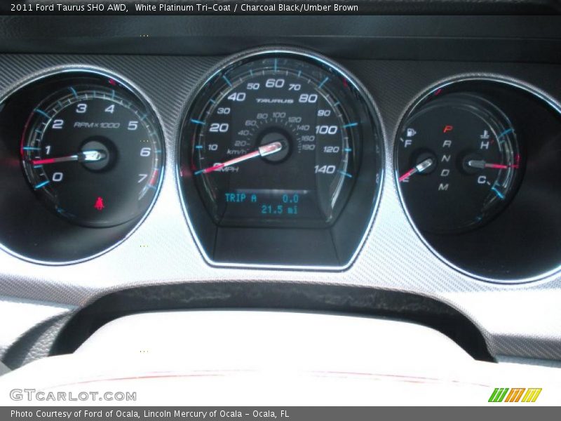 White Platinum Tri-Coat / Charcoal Black/Umber Brown 2011 Ford Taurus SHO AWD