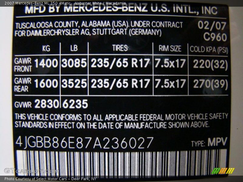 Alabaster White / Macadamia 2007 Mercedes-Benz ML 350 4Matic