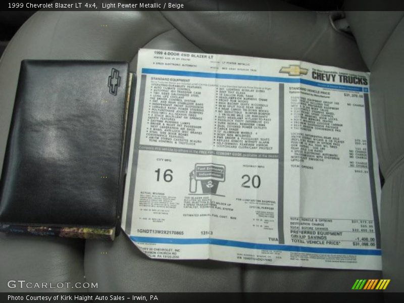Light Pewter Metallic / Beige 1999 Chevrolet Blazer LT 4x4