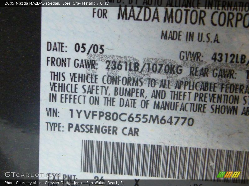 Steel Gray Metallic / Gray 2005 Mazda MAZDA6 i Sedan