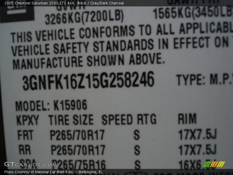Black / Gray/Dark Charcoal 2005 Chevrolet Suburban 1500 Z71 4x4