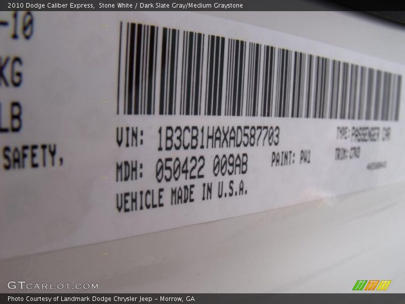 Stone White / Dark Slate Gray/Medium Graystone 2010 Dodge Caliber Express