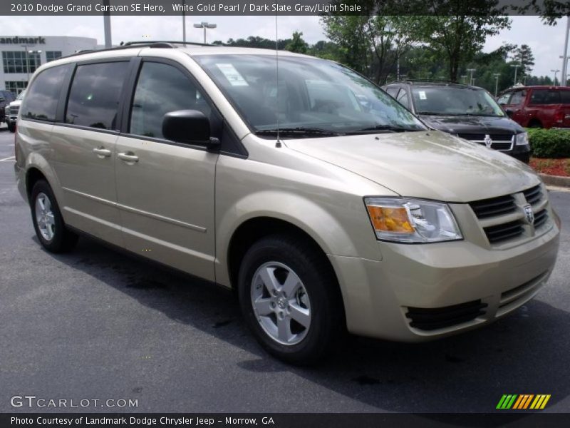 White Gold Pearl / Dark Slate Gray/Light Shale 2010 Dodge Grand Caravan SE Hero