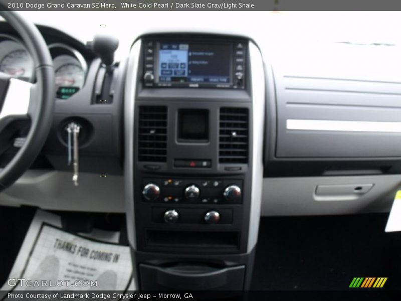White Gold Pearl / Dark Slate Gray/Light Shale 2010 Dodge Grand Caravan SE Hero