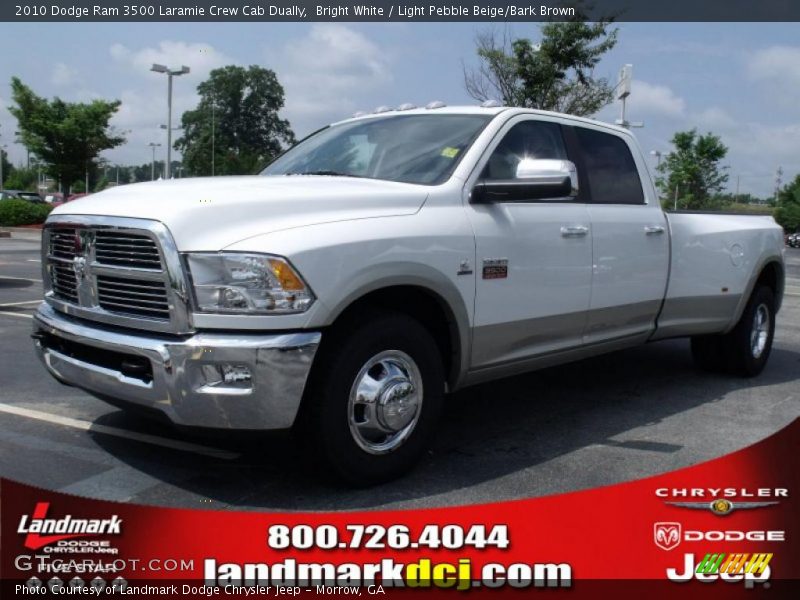 Bright White / Light Pebble Beige/Bark Brown 2010 Dodge Ram 3500 Laramie Crew Cab Dually