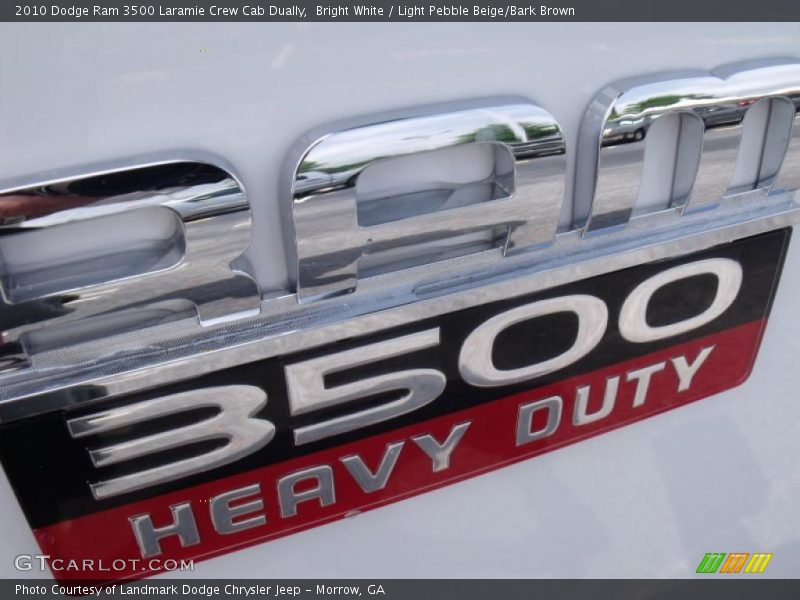 Bright White / Light Pebble Beige/Bark Brown 2010 Dodge Ram 3500 Laramie Crew Cab Dually