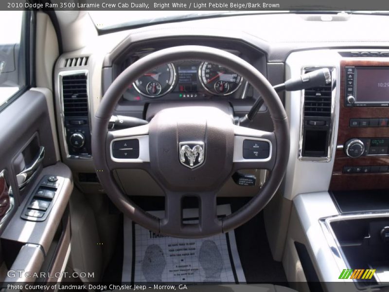 Bright White / Light Pebble Beige/Bark Brown 2010 Dodge Ram 3500 Laramie Crew Cab Dually