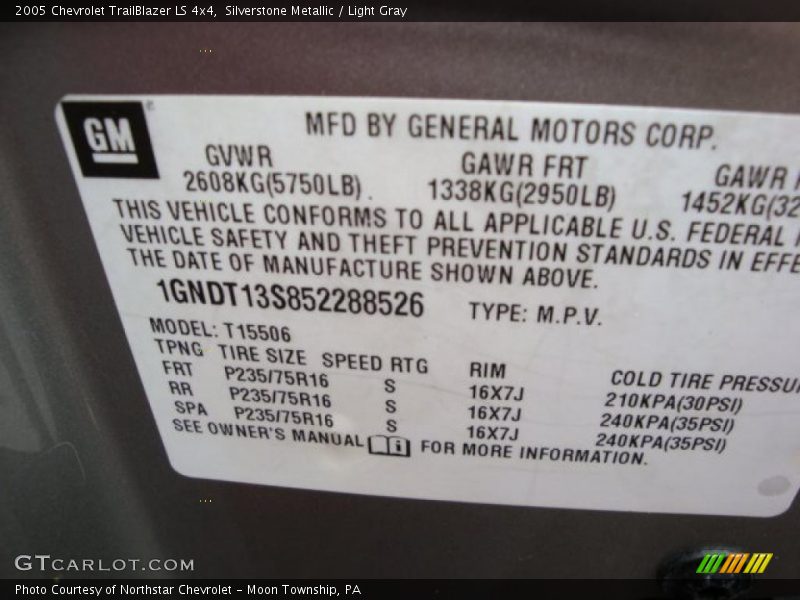 Silverstone Metallic / Light Gray 2005 Chevrolet TrailBlazer LS 4x4