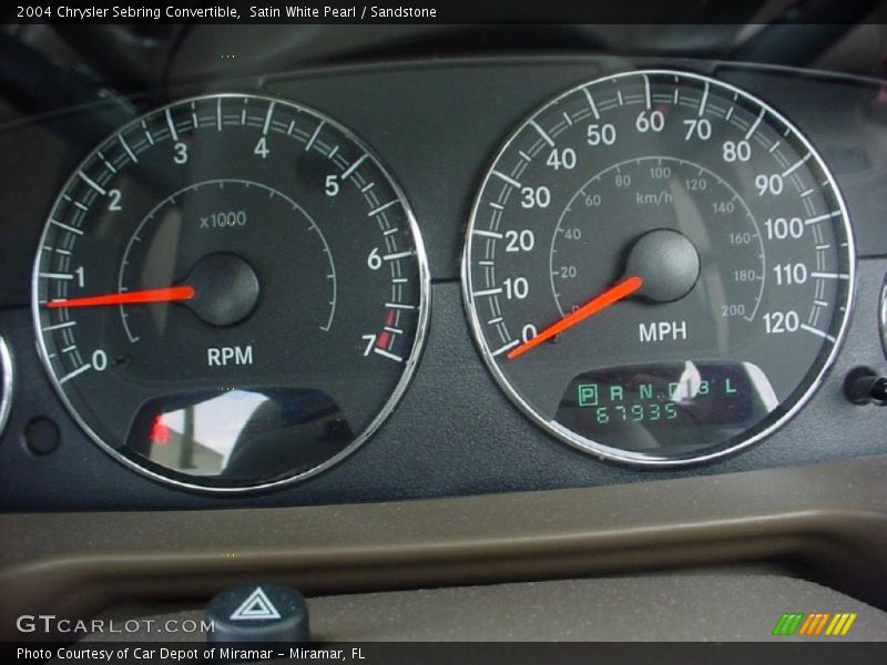Satin White Pearl / Sandstone 2004 Chrysler Sebring Convertible