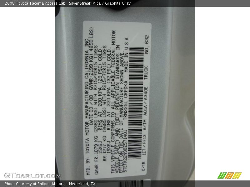 Silver Streak Mica / Graphite Gray 2008 Toyota Tacoma Access Cab