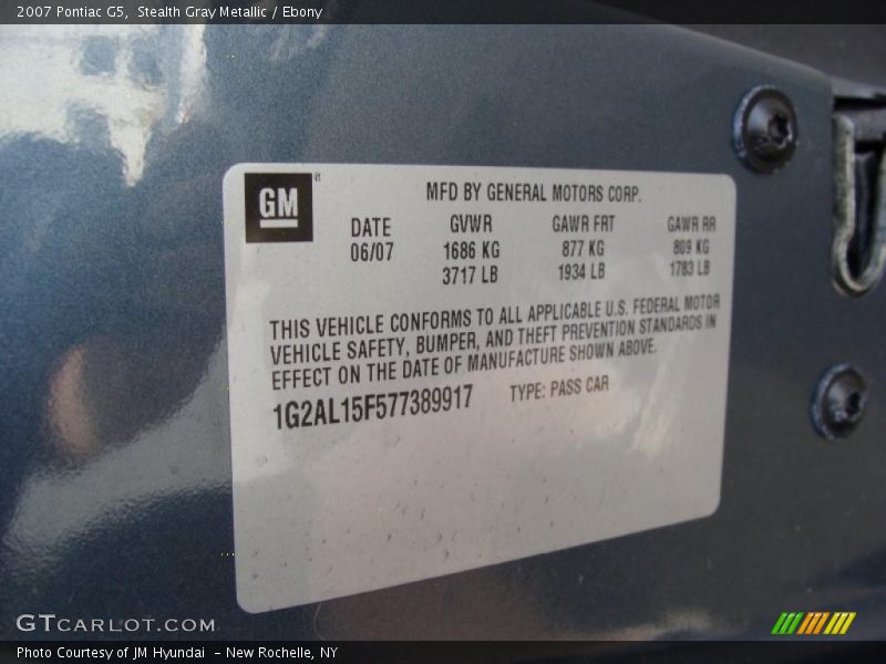 Stealth Gray Metallic / Ebony 2007 Pontiac G5