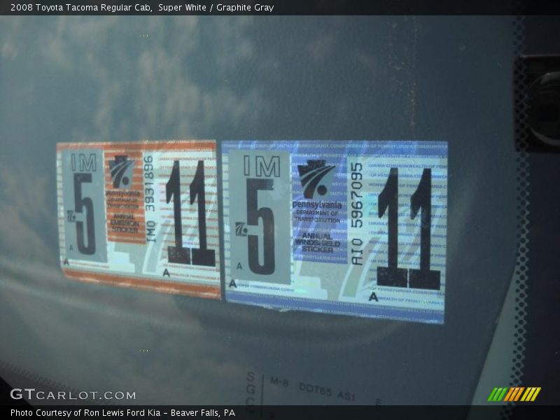 Super White / Graphite Gray 2008 Toyota Tacoma Regular Cab