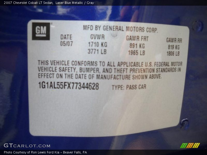 Laser Blue Metallic / Gray 2007 Chevrolet Cobalt LT Sedan
