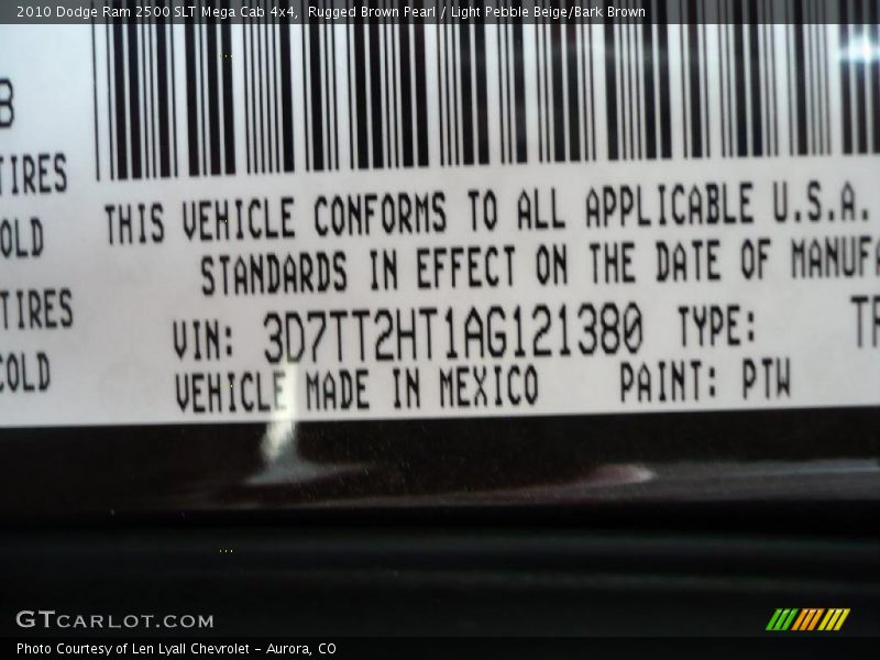 Rugged Brown Pearl / Light Pebble Beige/Bark Brown 2010 Dodge Ram 2500 SLT Mega Cab 4x4