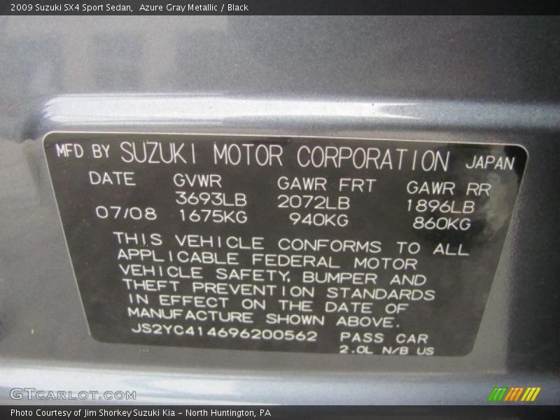Azure Gray Metallic / Black 2009 Suzuki SX4 Sport Sedan
