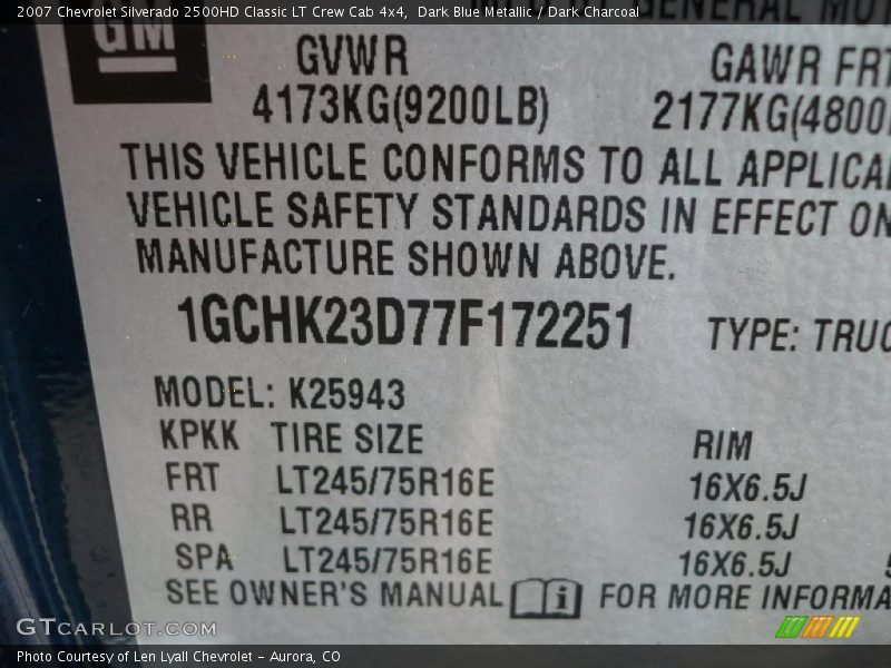 Dark Blue Metallic / Dark Charcoal 2007 Chevrolet Silverado 2500HD Classic LT Crew Cab 4x4