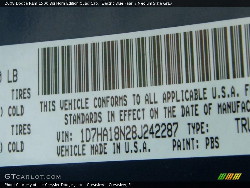 Electric Blue Pearl / Medium Slate Gray 2008 Dodge Ram 1500 Big Horn Edition Quad Cab