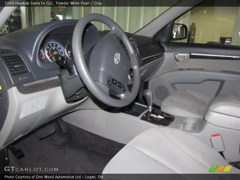 Powder White Pearl / Gray 2009 Hyundai Santa Fe GLS
