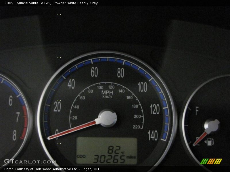 Powder White Pearl / Gray 2009 Hyundai Santa Fe GLS