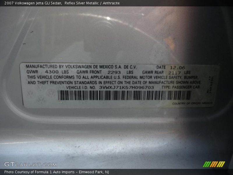 Reflex Silver Metallic / Anthracite 2007 Volkswagen Jetta GLI Sedan