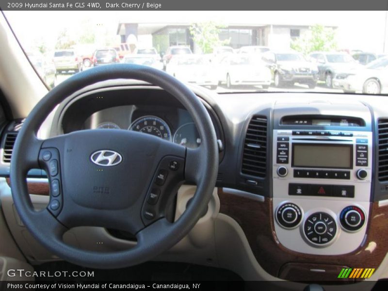 Dark Cherry / Beige 2009 Hyundai Santa Fe GLS 4WD