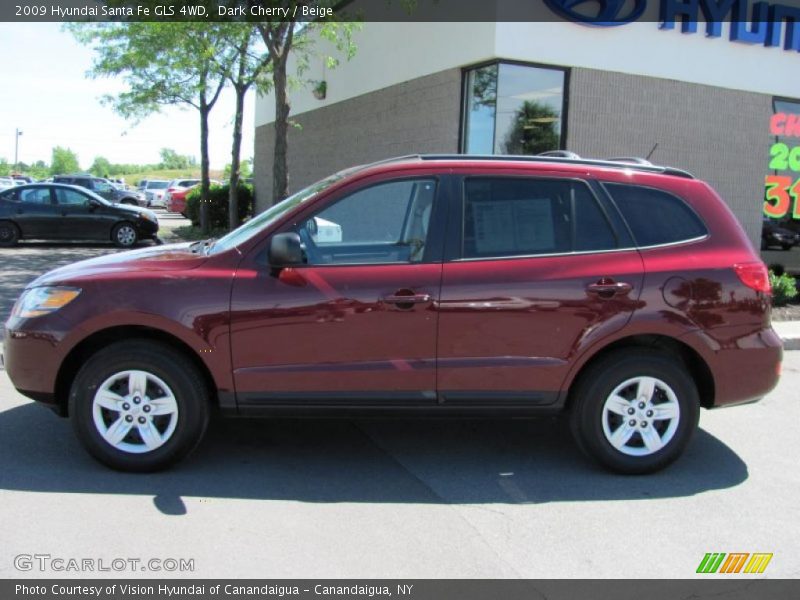 Dark Cherry / Beige 2009 Hyundai Santa Fe GLS 4WD