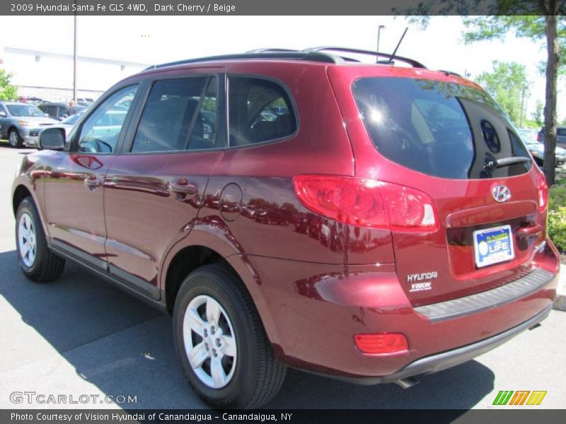 Dark Cherry / Beige 2009 Hyundai Santa Fe GLS 4WD