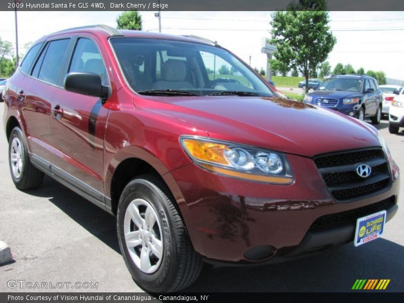 Dark Cherry / Beige 2009 Hyundai Santa Fe GLS 4WD