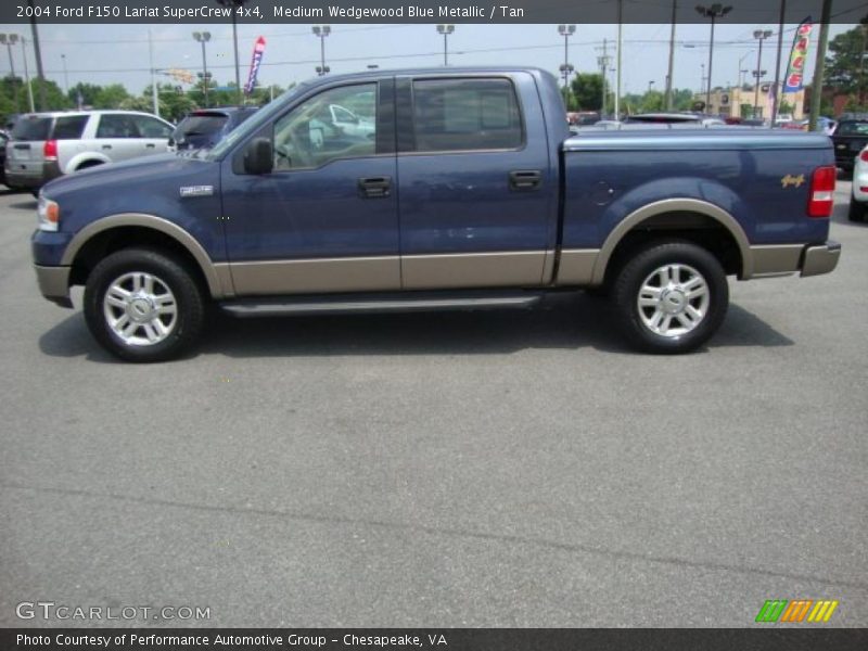 Medium Wedgewood Blue Metallic / Tan 2004 Ford F150 Lariat SuperCrew 4x4