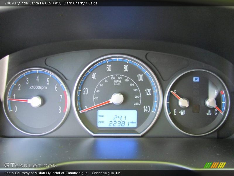 Dark Cherry / Beige 2009 Hyundai Santa Fe GLS 4WD
