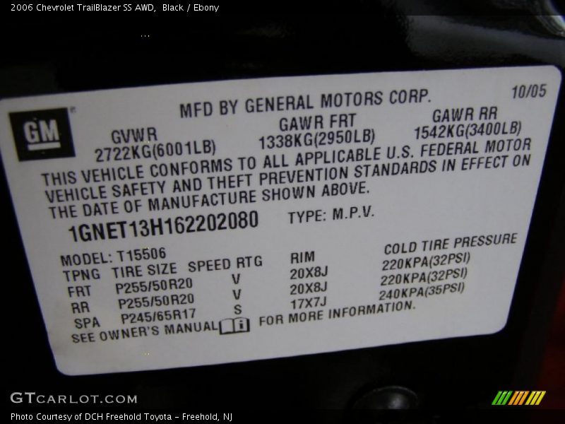 Black / Ebony 2006 Chevrolet TrailBlazer SS AWD
