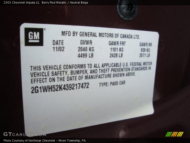 Berry Red Metallic / Neutral Beige 2003 Chevrolet Impala LS