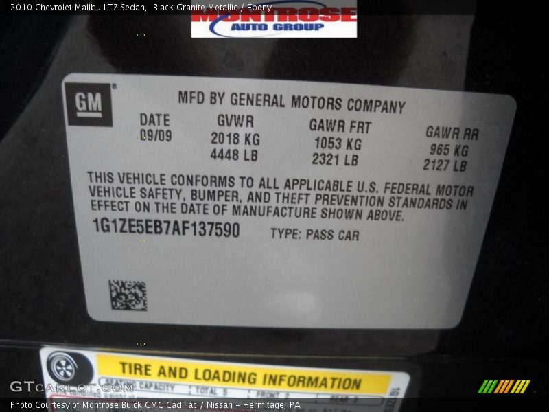 Black Granite Metallic / Ebony 2010 Chevrolet Malibu LTZ Sedan